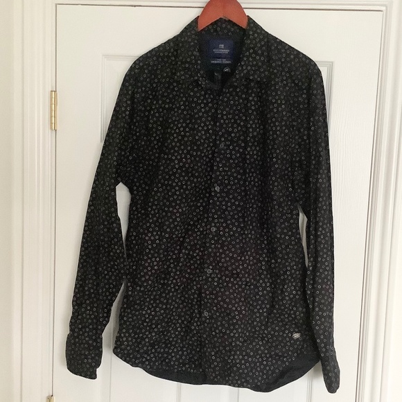 USED Mens XXL Scotch & Soda Button Down Long Sleeve Black Cotton Shirt Classic - Picture 1 of 9